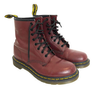 Dr. Marten's 1460 Cherry Red Smooth Leather Lace Up Boots - Women's 8